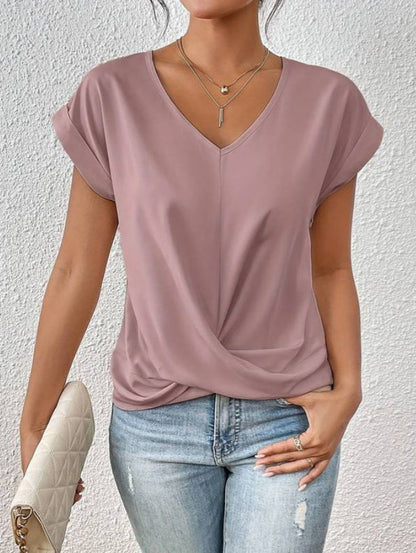 Itemania Draped V-Neck Blouse