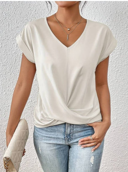 Itemania Draped V-Neck Blouse