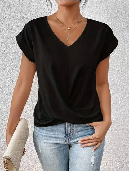 Itemania Draped V-Neck Blouse